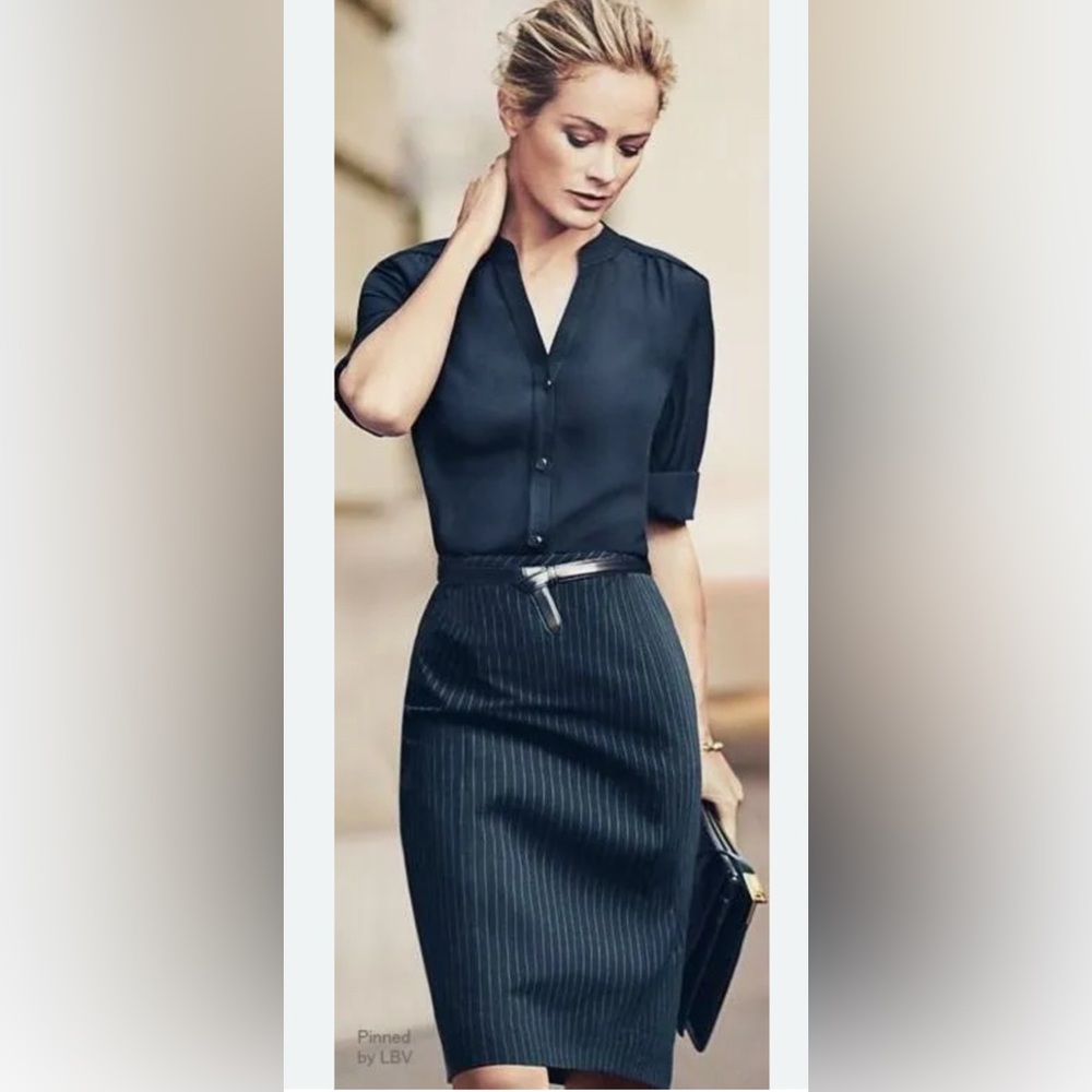 Escada Black Pinstripe Pencil Skirt
